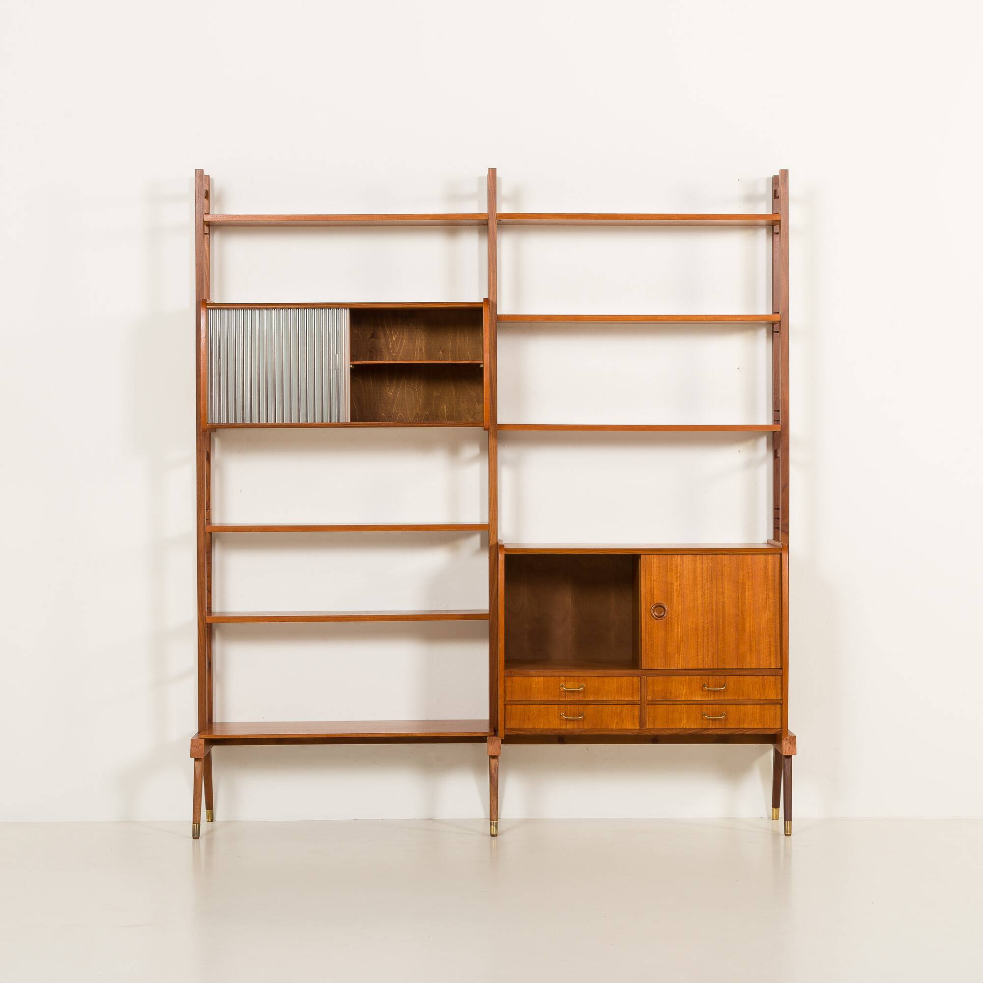 Scandinavian free standing teak wall unit, Norway 1960s.