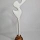 Biomorphic-inspired sculpture, on an industrial wooden base, 37 cm