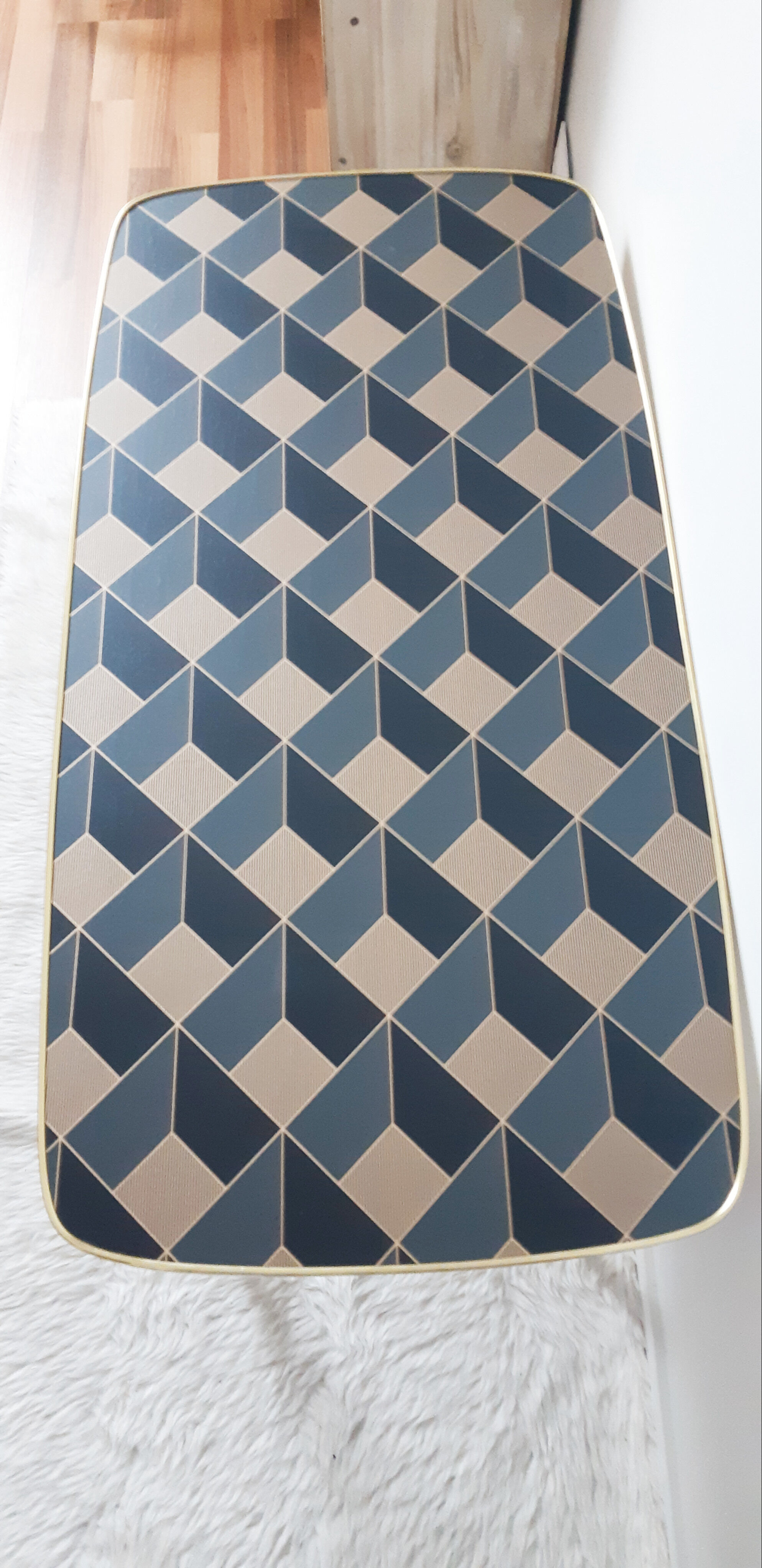 Living room coffee table, vintage, compass legs, 50s