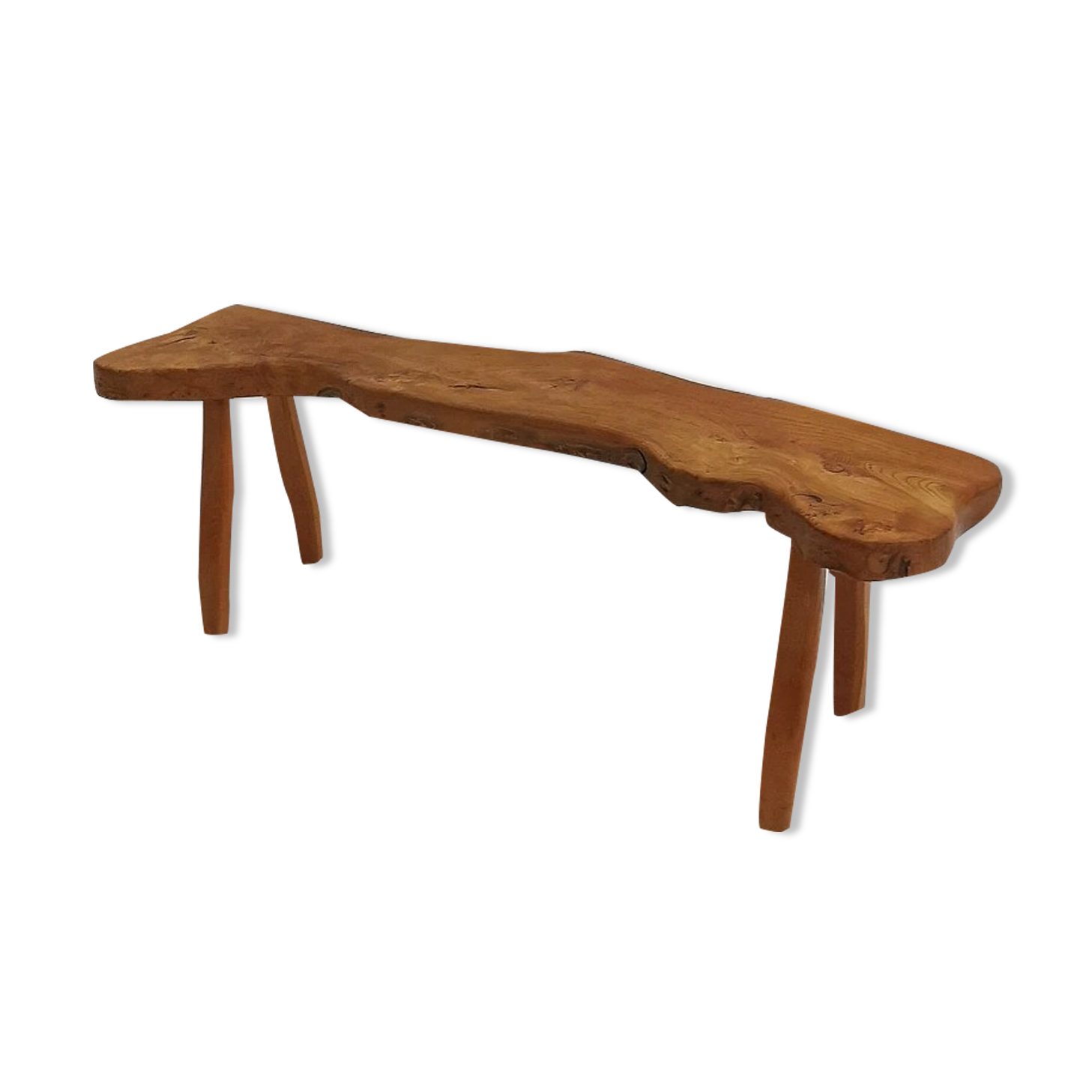 Brutalist solid wood bench, 1950