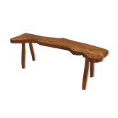 Banc en bois massif brutaliste 1950
