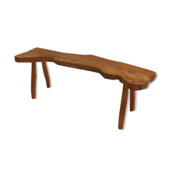 Brutalist solid wood bench, 1950