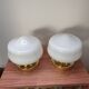 Pair of white opaline globe wall lights
