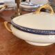 Small Soup Tureen Porcelain Limoges Blue Gold Betoule & Legrand France 1/2