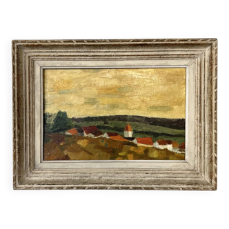 Painting "Village" M.Bellini, Oil on Panel signed