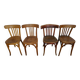 4 mismatched signed bistro chairs