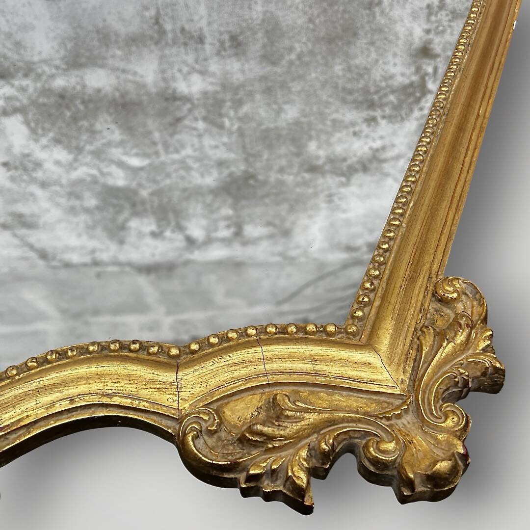 Large antique wall mirror in carved gilded wood – height: 85 cm