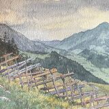 Watercolor painting by G. GIRARDOT (1856-1914) Around Leysin around 1900