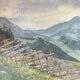 Tableau, watercolour G. Girardot (1856-1914), Surroundings of Leysin around 1900