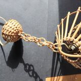 Vintage rattan pendant – France, 1970s – in the style of Louis