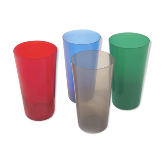 4 verres multicolores années 50