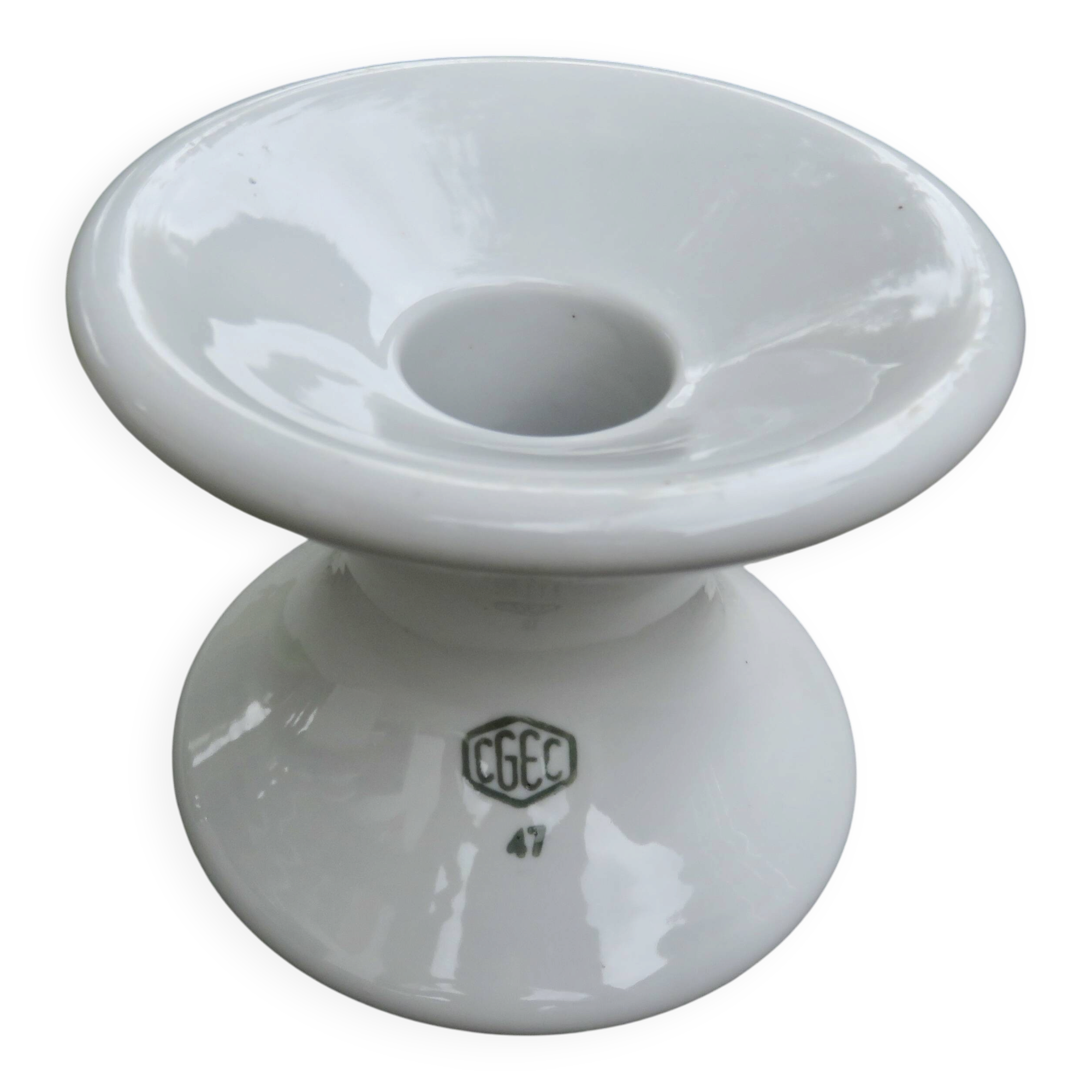 XXL diabolo candlestick in white ceramic