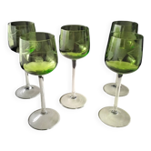 5 Verres à vin blanc d'Alsace  Décor gravé