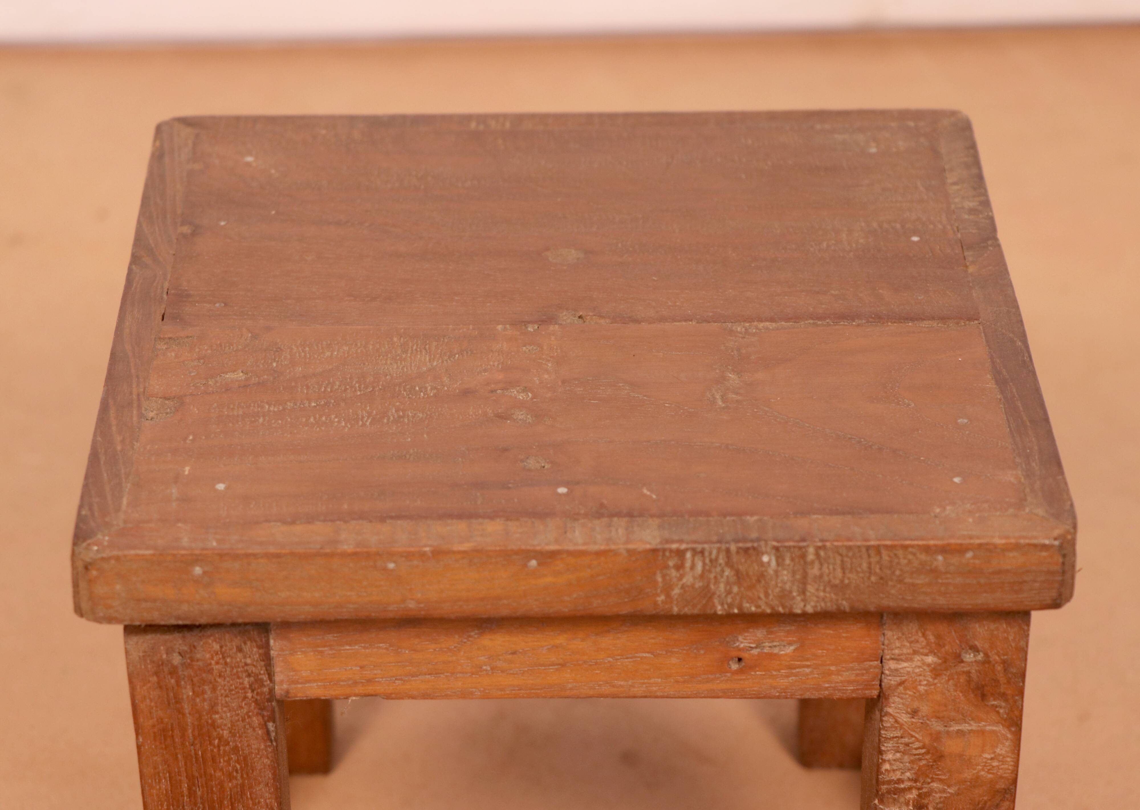 Old small Burmese teak workshop bedside table