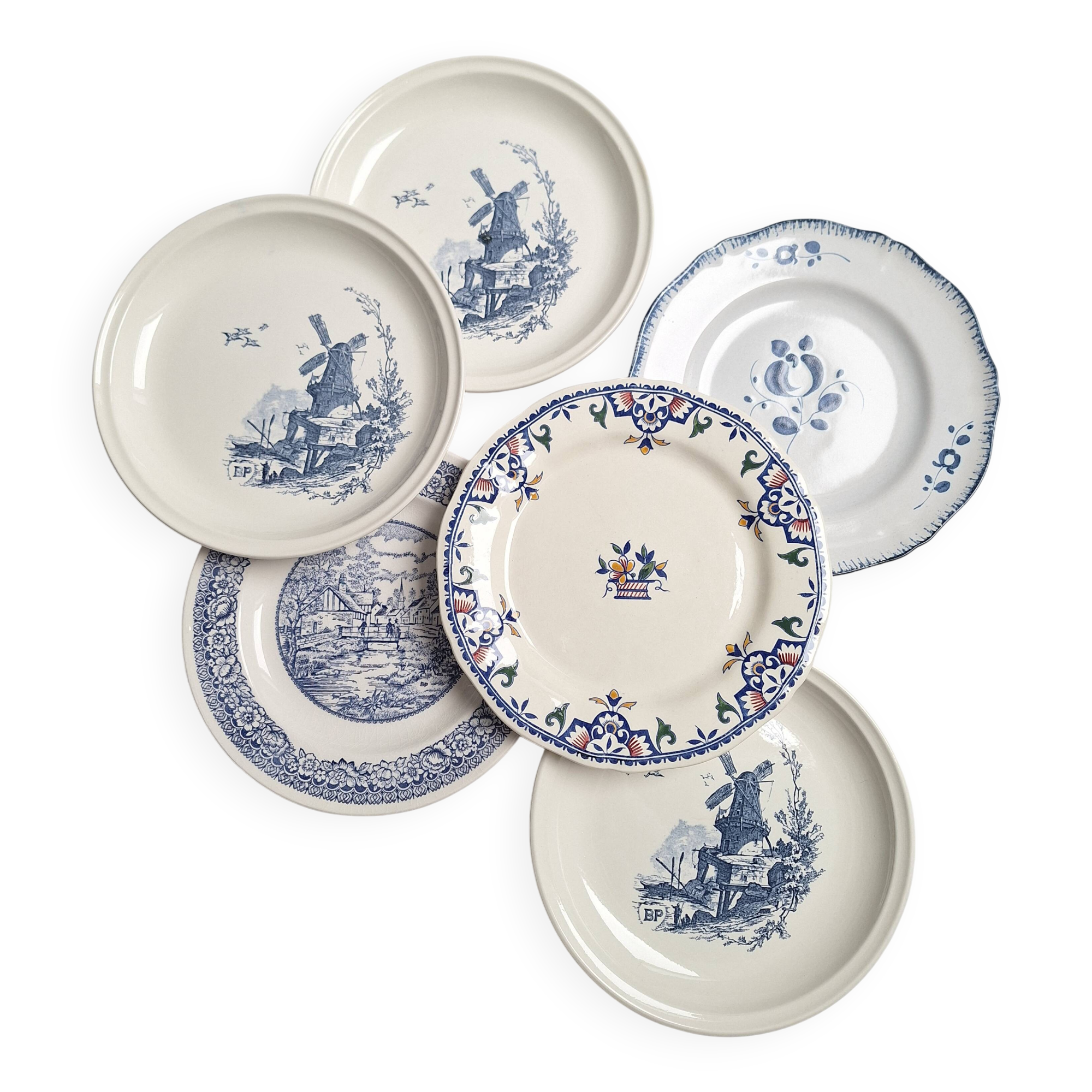 Gien blue dinner plates, St Amand
