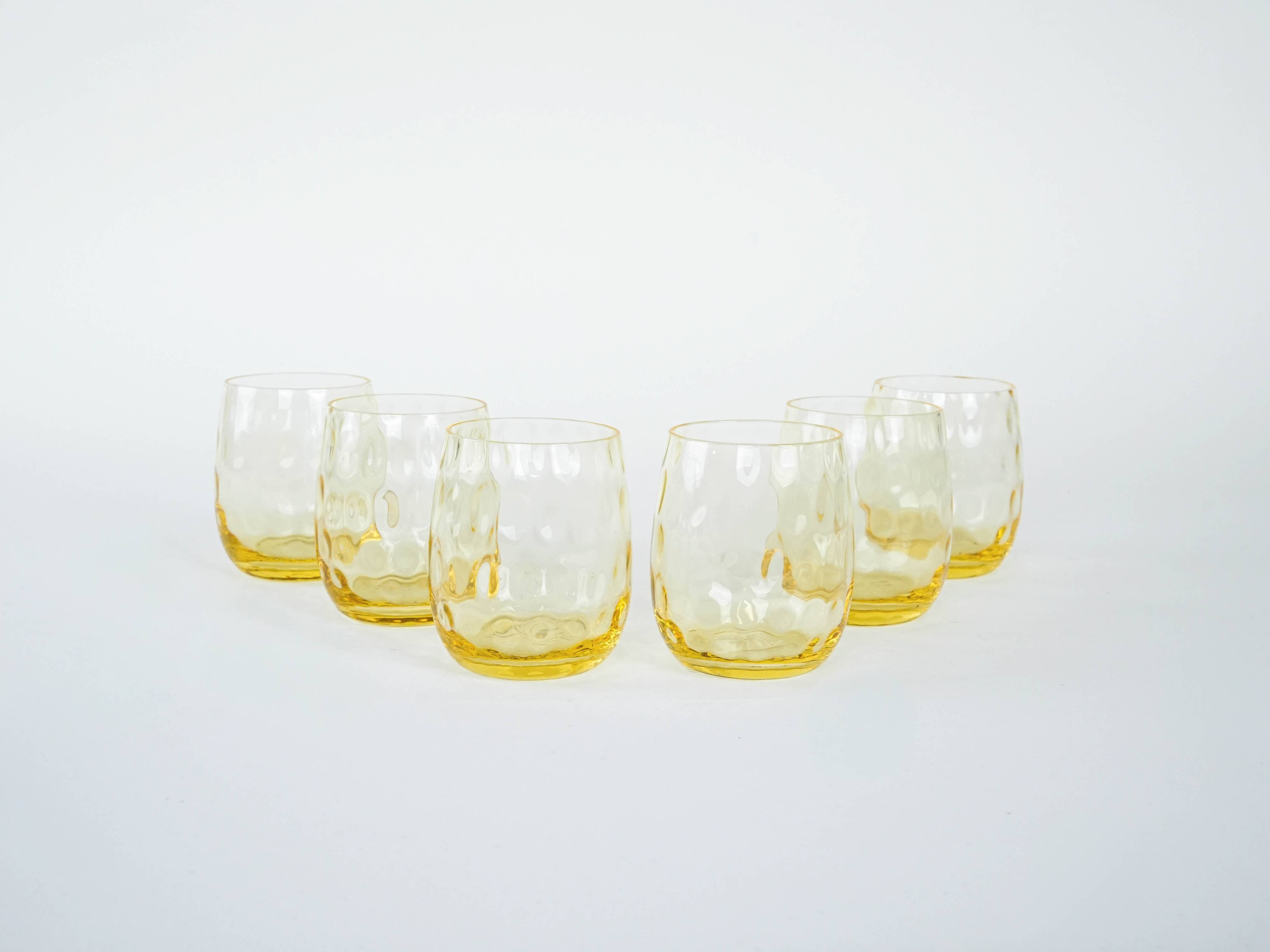 Set of six glasses, Italian design, 1970s, made in Italy