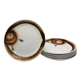 6 Fish plates, Orchies earthenware Moulin des Loups.