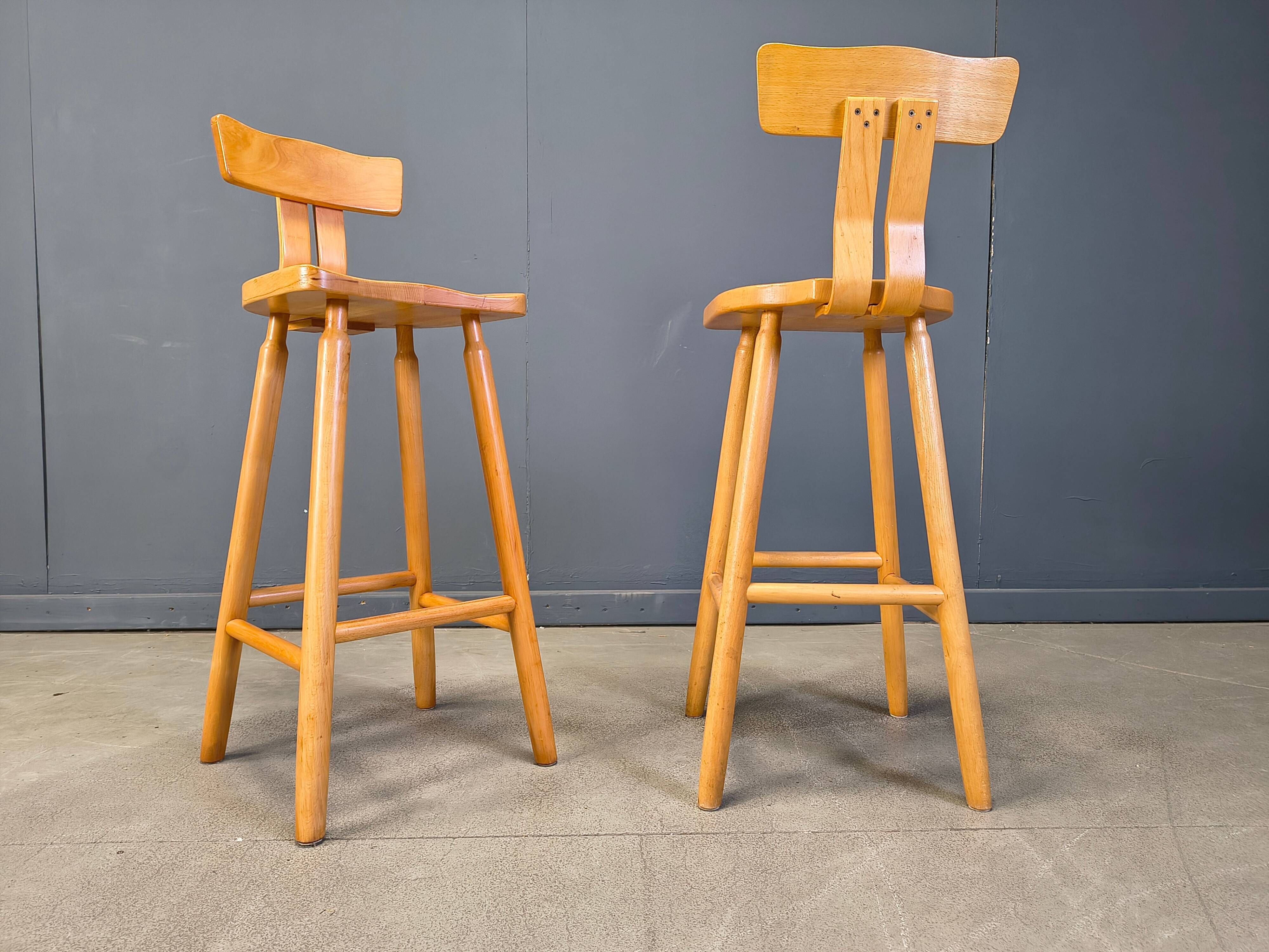 Brutalist 1960s bar stools, set of 6.