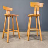 Brutalist 1960s bar stools, set of 6.