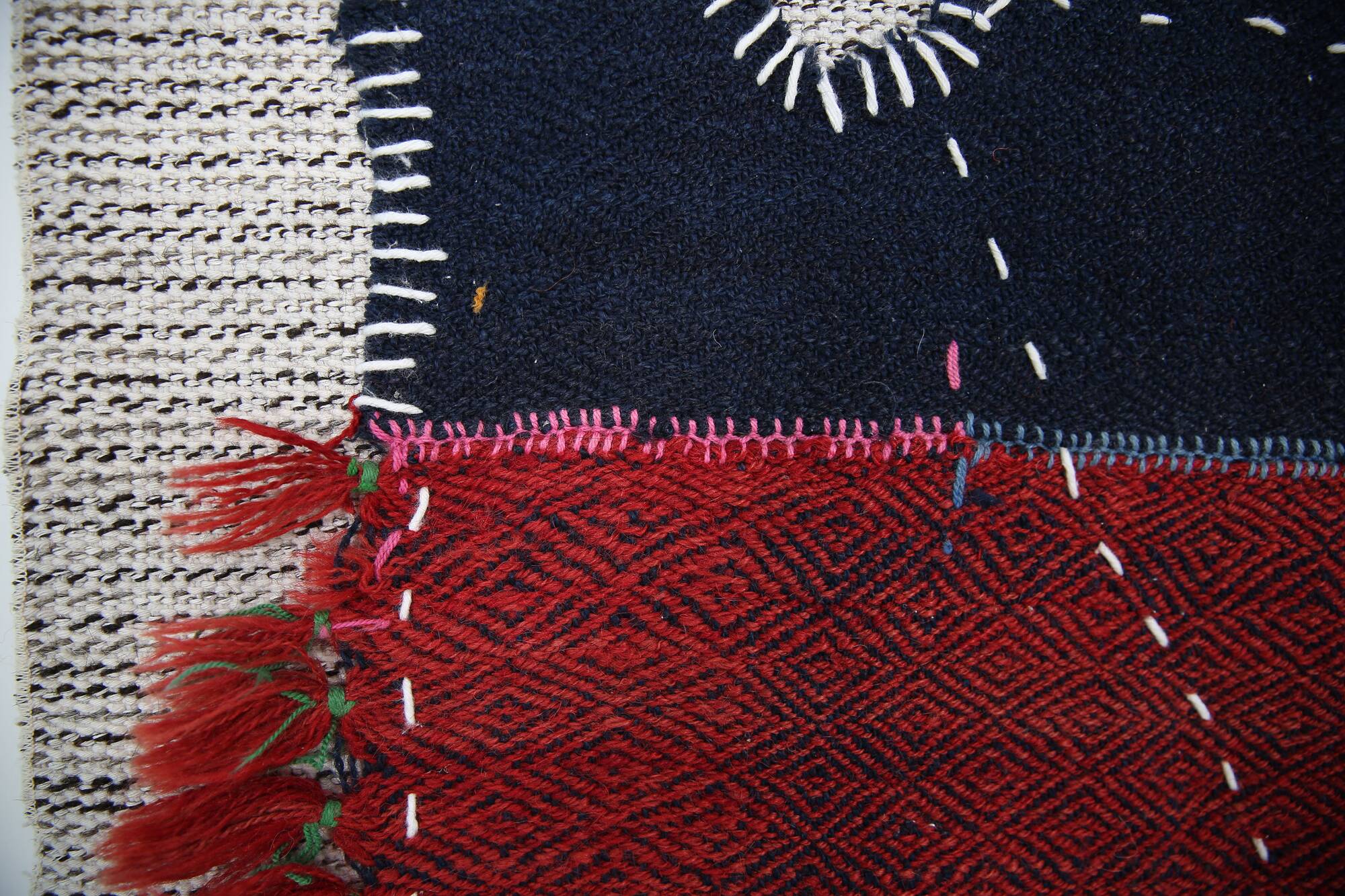 Hand Woven Tribal Wall Hangin, Boho Textile Art, 103x106 Cm
