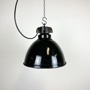 Industrial Bauhaus Black Enamel Pendant Lamp, 1930s