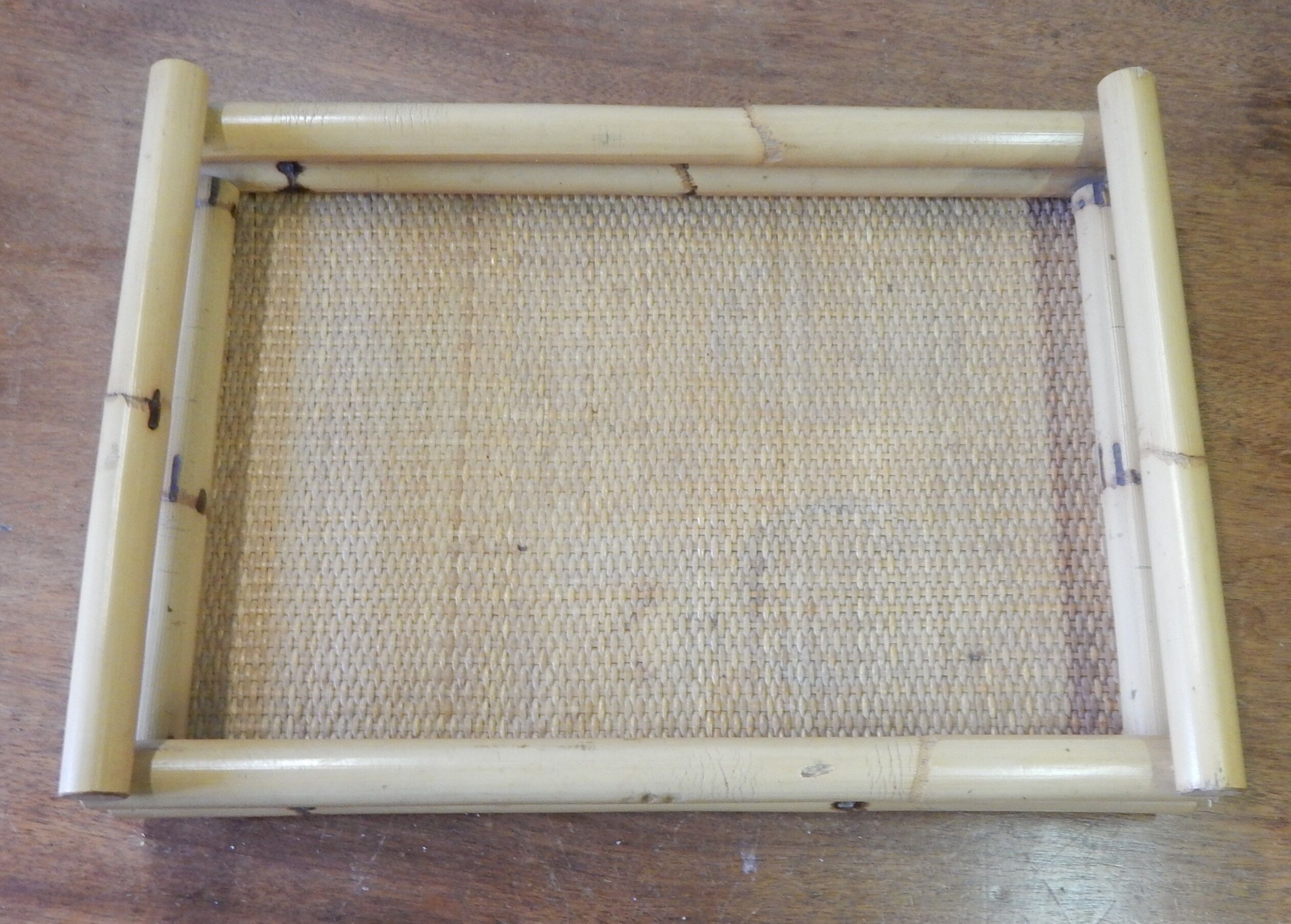 Tray in rattan and bamboo 70s