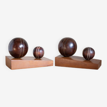 Art Deco Bookends, wooden bookends, ball bookends, library, 40's