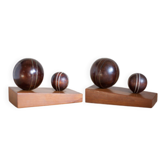 Art Deco Bookends, wooden bookends, ball bookends, library, 40's