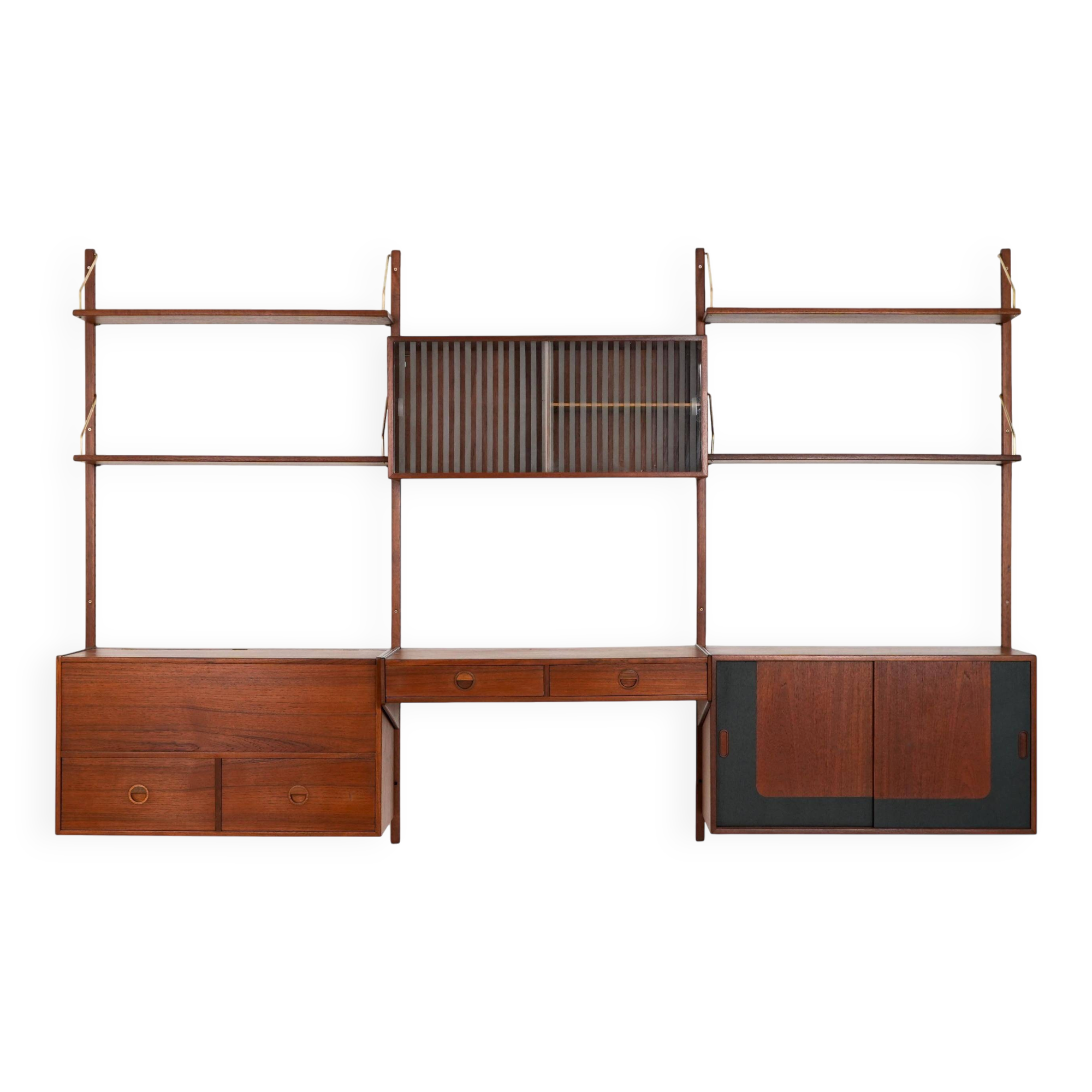 Teak modular shelving unit, Danish design, 1960s, manufactured by Hansen &