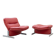 Armchair and pouf in red leather, Vitelli and Ammannati, for Brunati 70/80