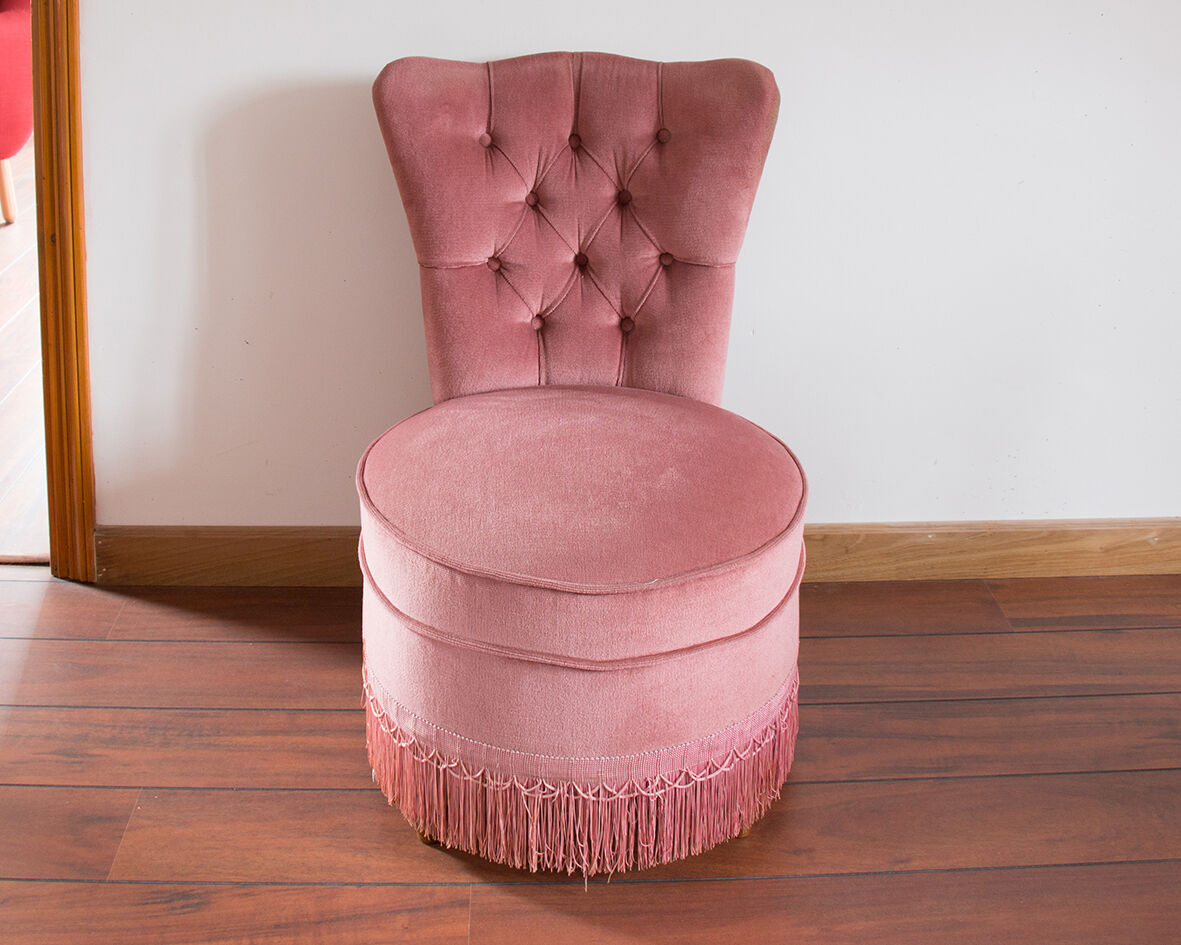 Fauteuil crapaud rose poudré