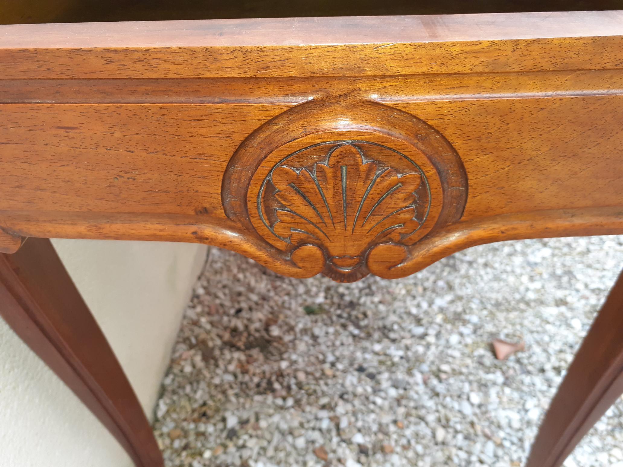 Flat desk, one-drawer table, nineteenth century carved walnut top in Louis XV style