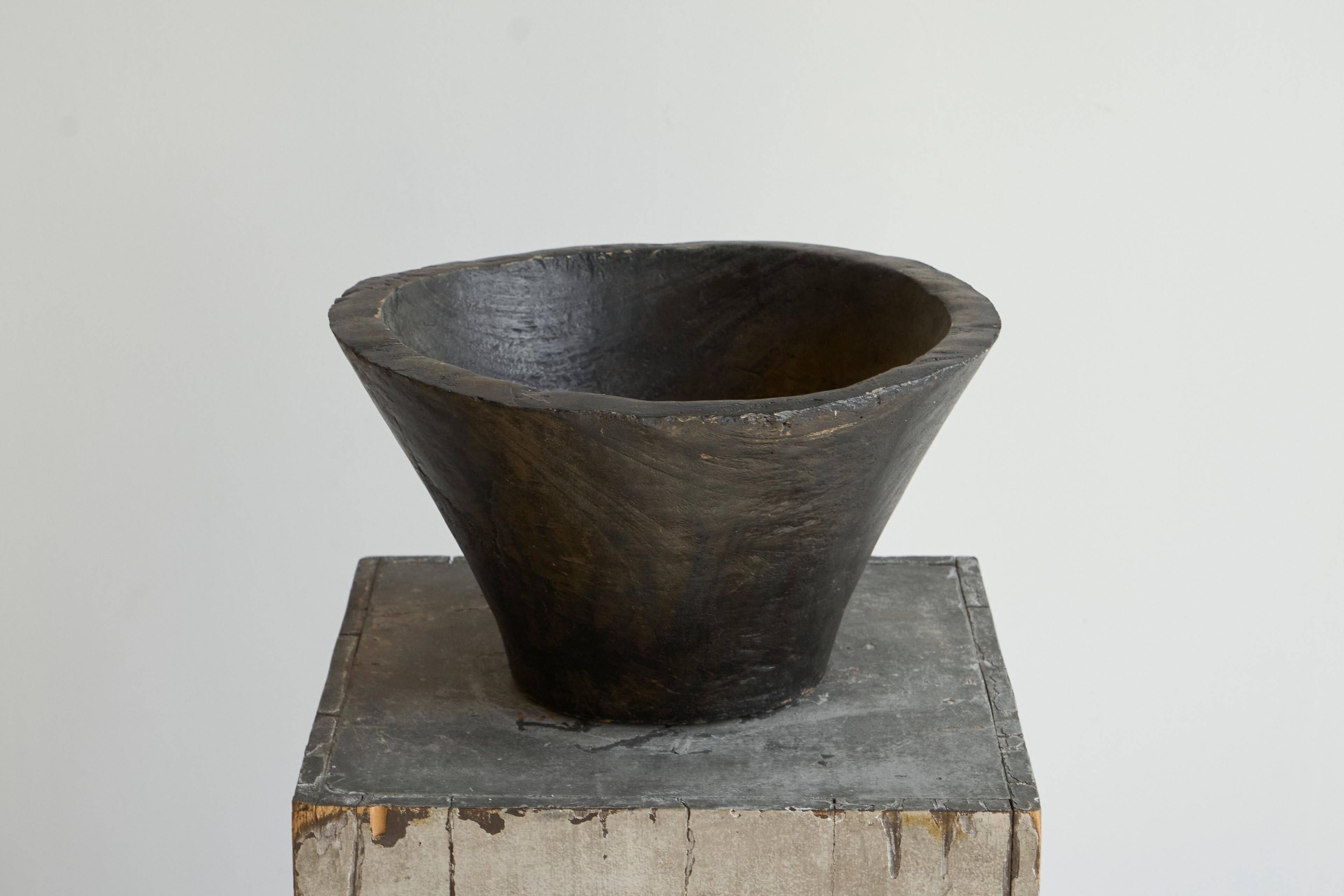 Grande coupe antique style Wabi Sabi en bois 19e siècle