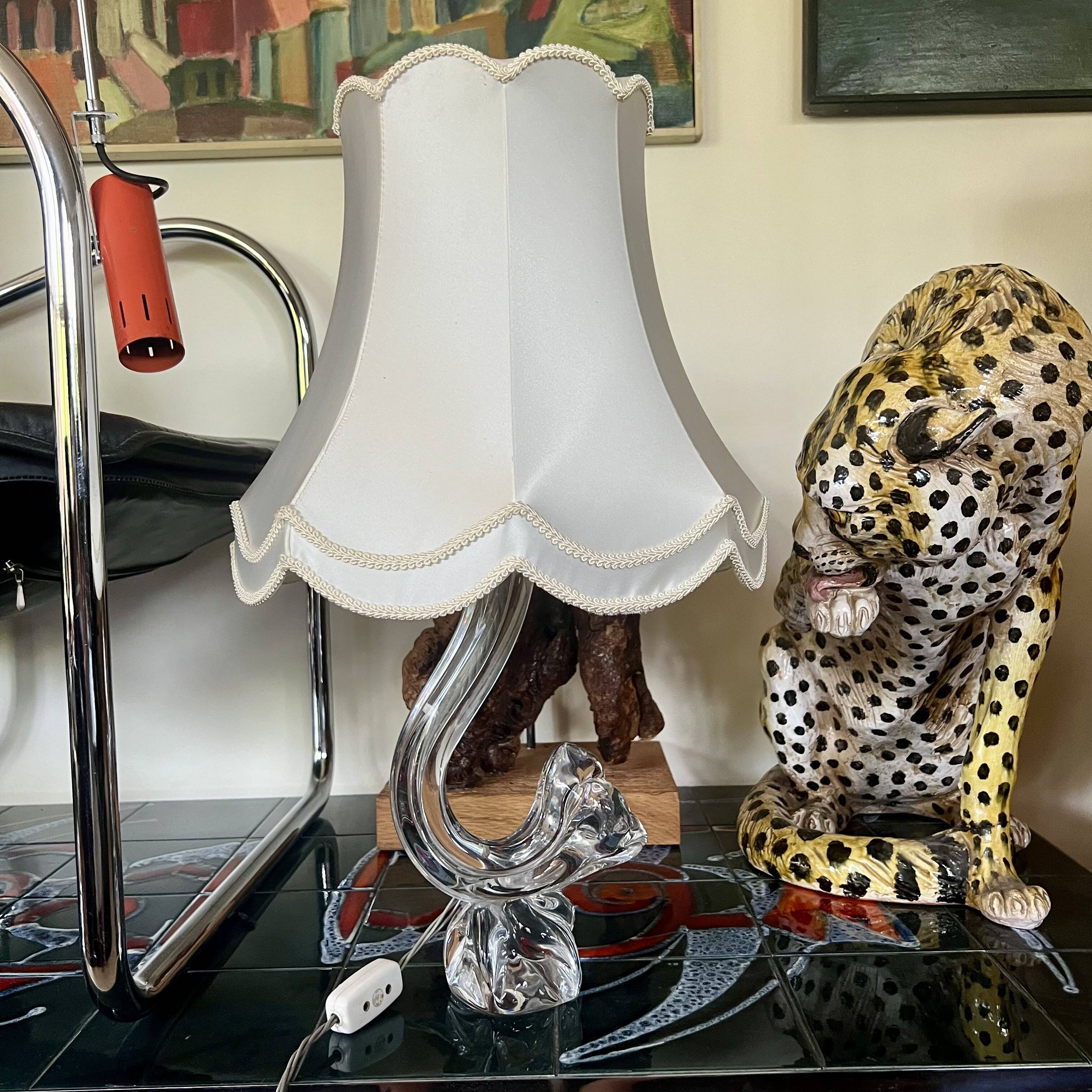 1960s Crystal Art Table Lamp for Daum France