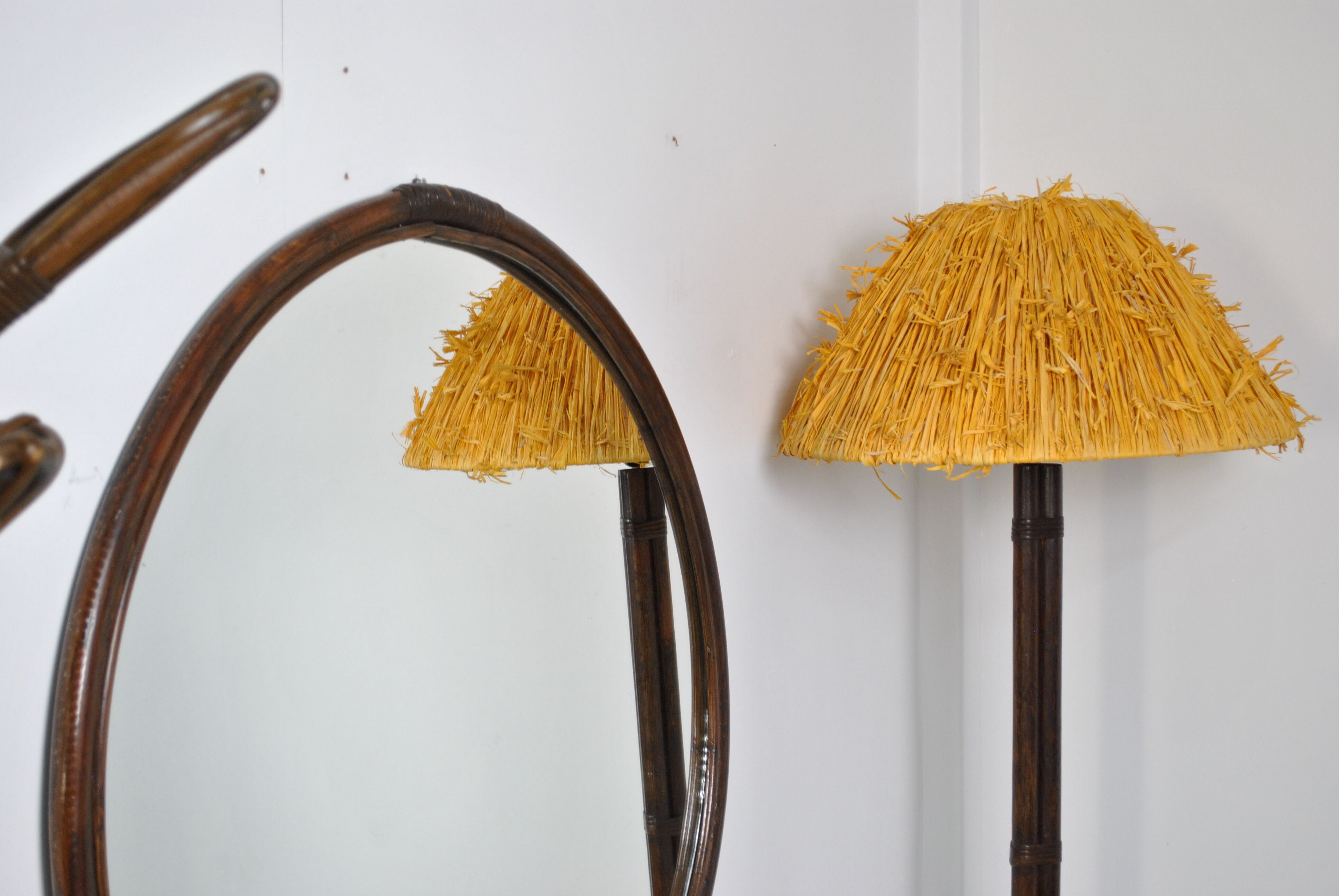Rattan floor lamp 1970