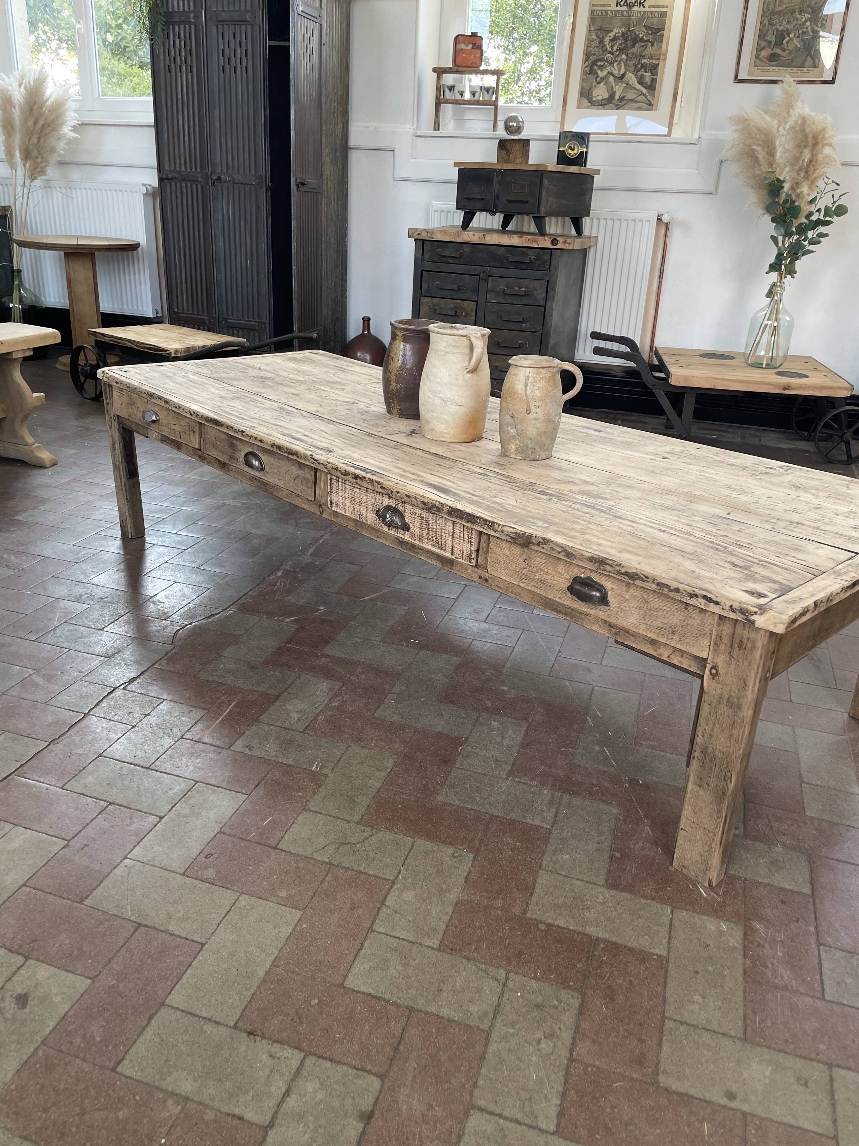 Large farmhouse coffee table with 8 drawers