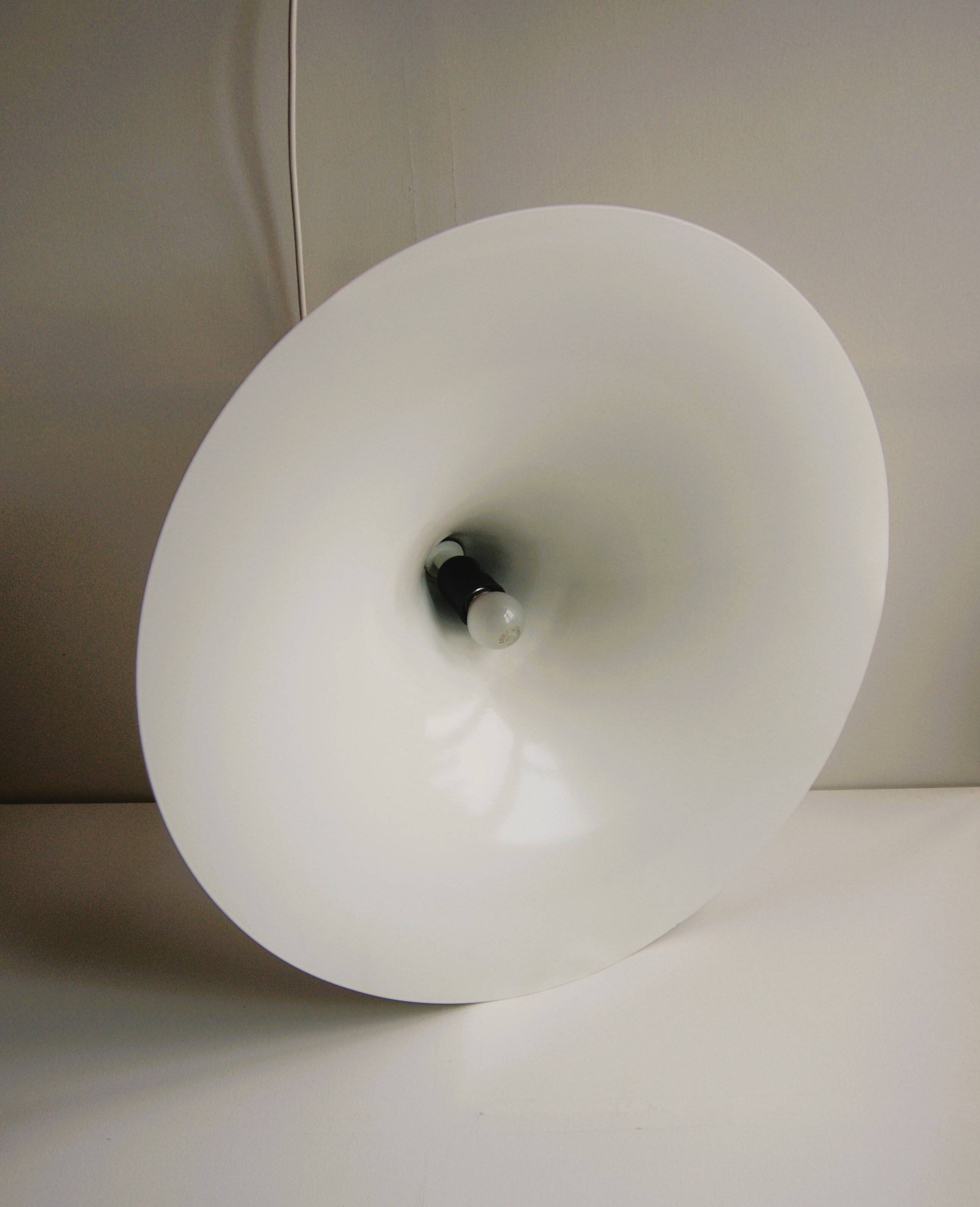 Large White Witch Hat Semi Pendant - Design by Bonderup and Thorup for Fog and Morup, 1960s.