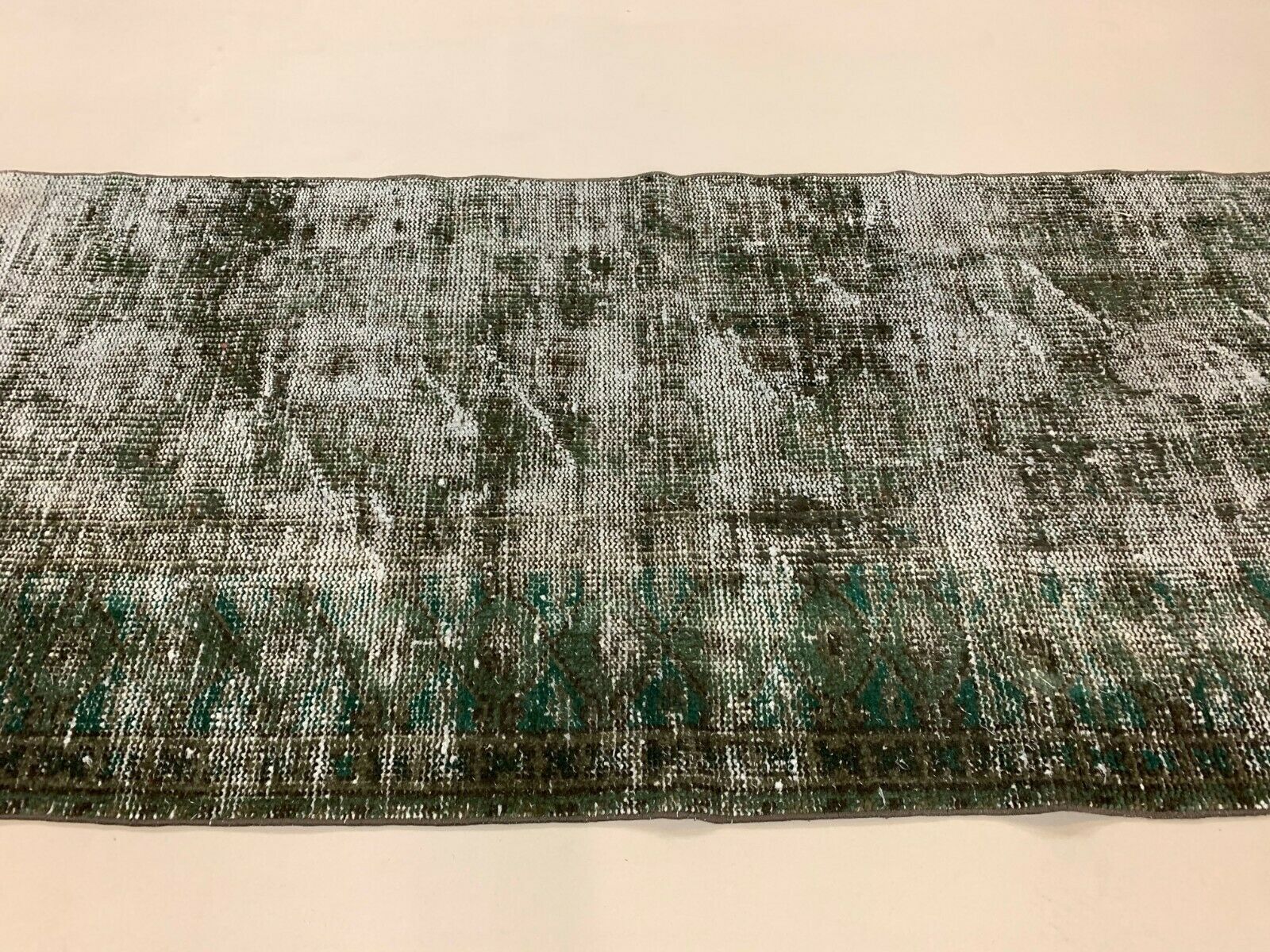 Distressed Turkish Runner 280x78 cm wool Vintage rug, Overdyed Black