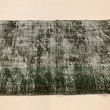 Distressed Turkish Runner 280x78 cm wool Vintage rug, Overdyed Black