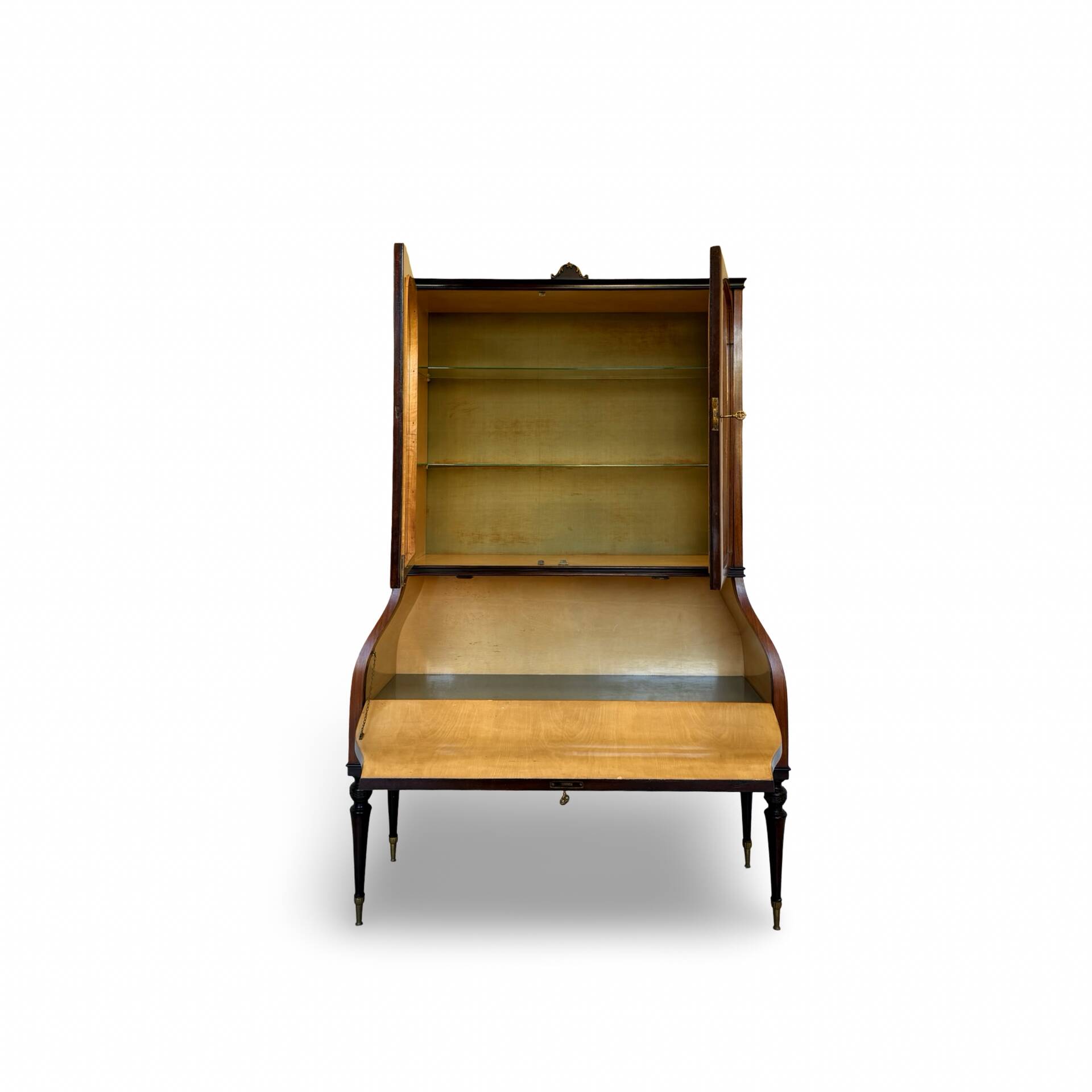 Secretary credenza in marquetry in the Italian Louis XV style from the mid-century, 1960.