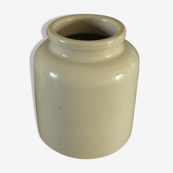 Jar of mustard vintage sandstone glazed gray