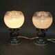 Pair of 1960s Italian Murano Glass, Chrome and Wood Table Lamps