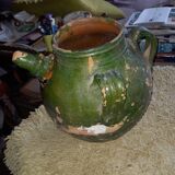 Old glazed pottery for walnut oil of Auvergne origin