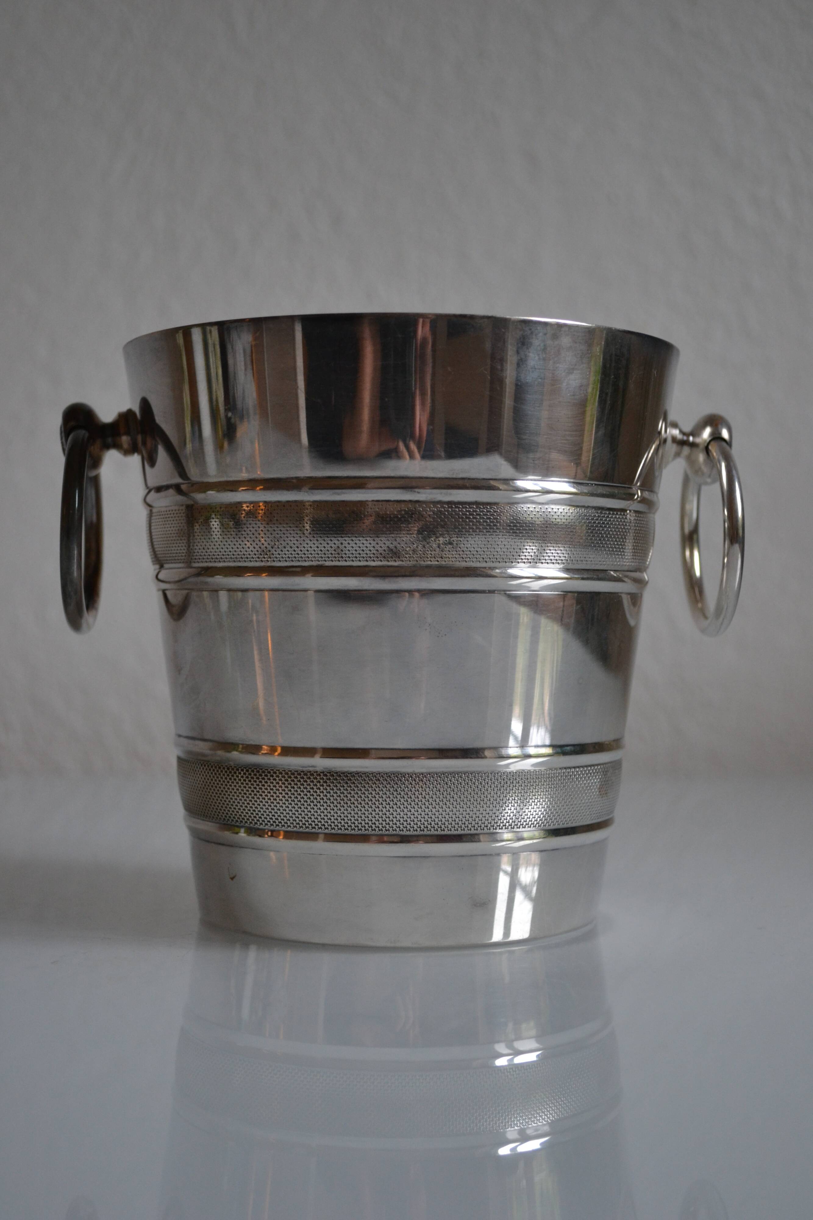 Vintage silver metal ice bucket