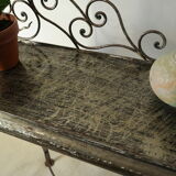 Artisanal brushed steel console