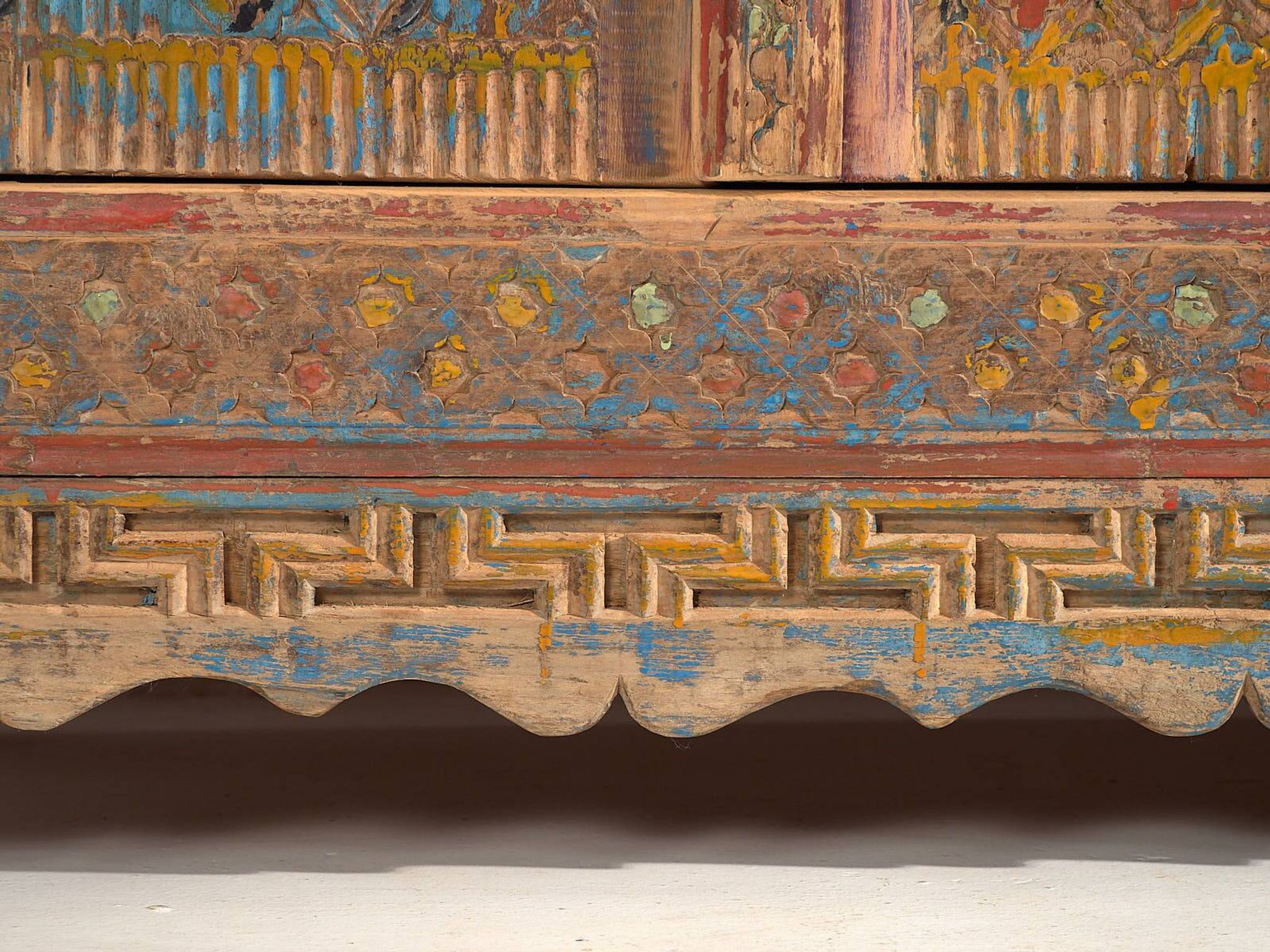 Storage unit, sideboard in painted wood and original blue patina, c.1850