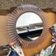 Acrylic Ice Wave Round Wall Mirror Italian 1970s Post-Modern 1980s Bathroom