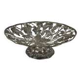 Coupe en métal ajouré motif feuille de vigne et raisin, XXe siècle