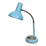 Lampe de table industrielle en col de cygne bleu, années 1960