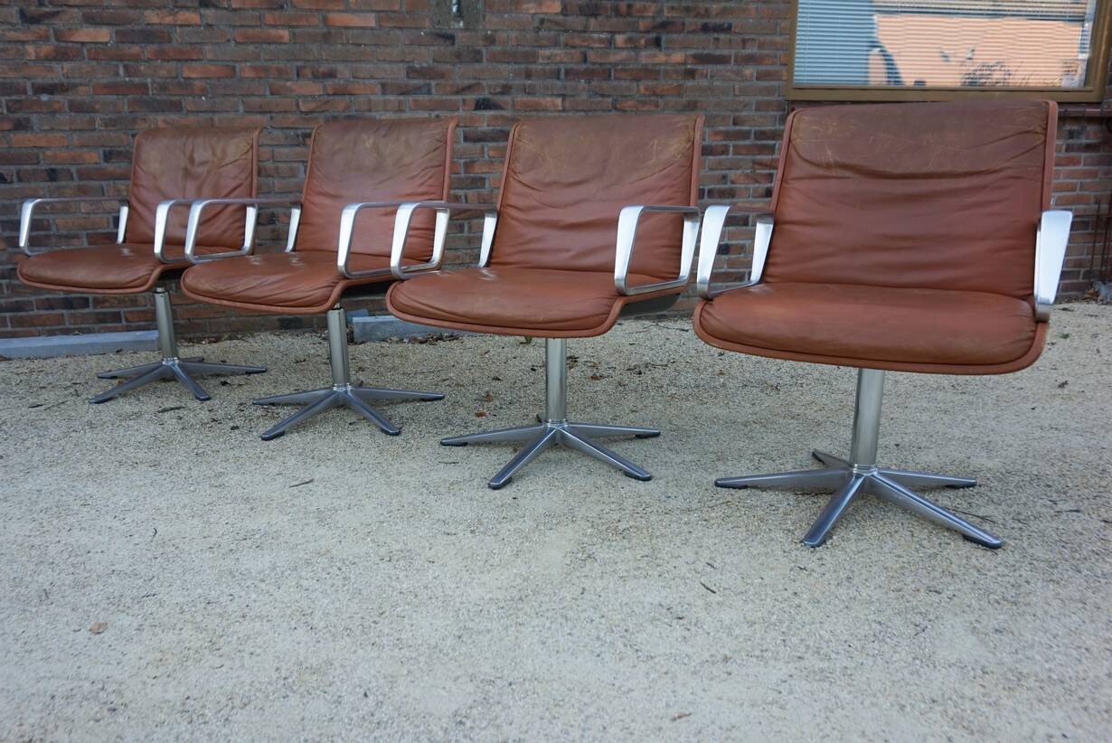 Cognac leather armchair by Delta 2000 for Wilkhahn, Germany, 1960s